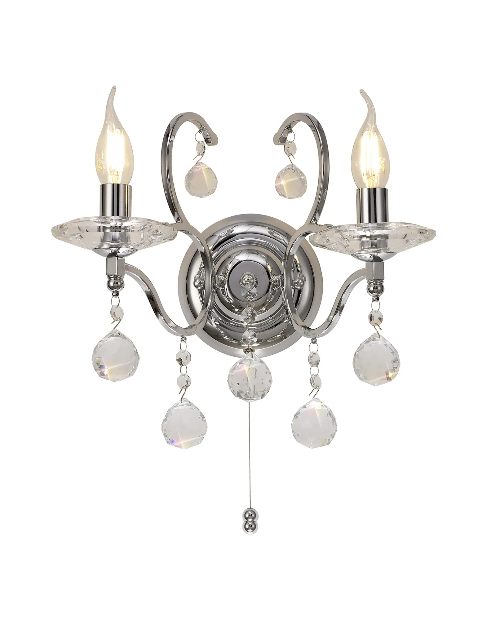 Zinta Polished Chrome Crystal Wall Lights Diyas Armed Wall Lights